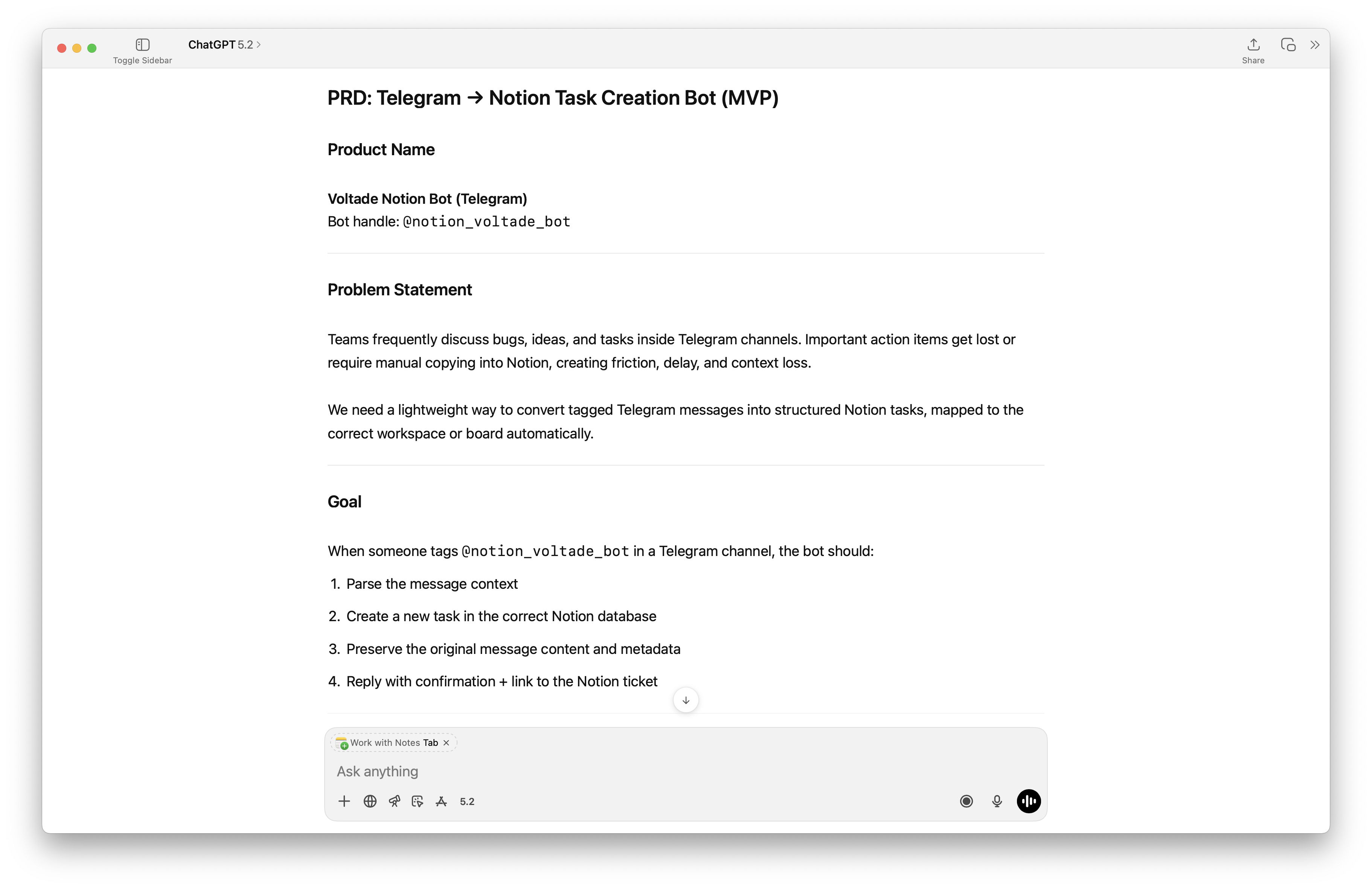 PRD output (continued)